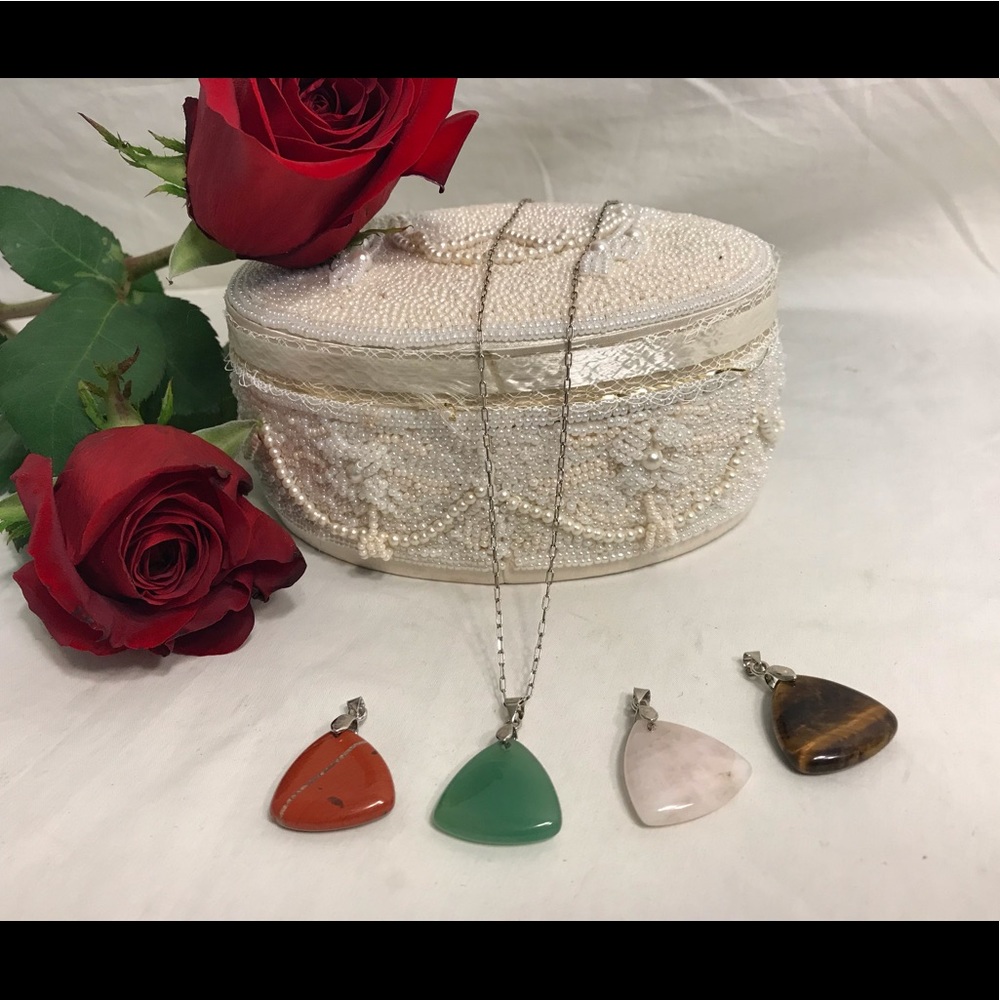 🔆 SALE!!! Gemstone pendants 925 necklace set